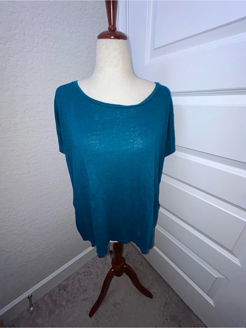 Eileen Fisher System 100% Organic Linen Short Sleeve Blouse Shirt Top